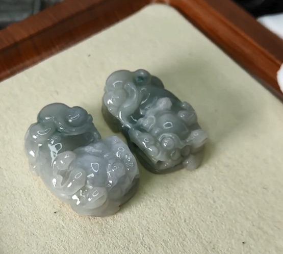 Vintage Matched Jade Pixiu Duo