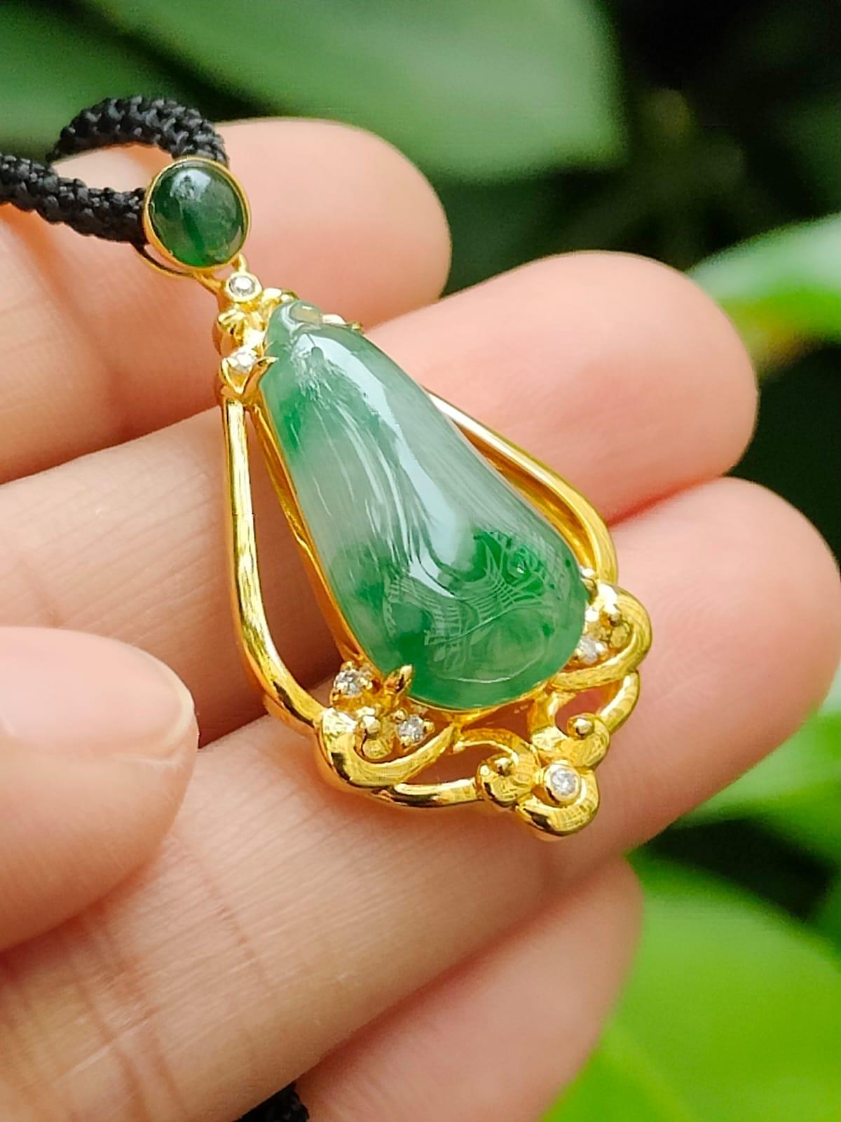 Double Layer Type A Jadeite Fortune Pendant