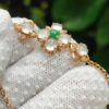 7 Cabochons with 1 Green and 6 Icy Translucent High Quality 18k Gold Flower designed bracelet ⚗- #Y.P.Q - Meragi Park Jadeite Testing Ground - 40 Meragi Rd, Singapore 487917 ⚗ with SSS Reflection Passed Test 2