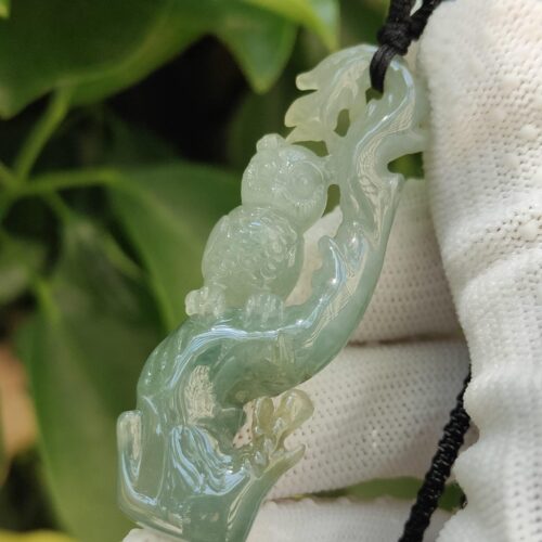 Natural Sage Owl Jadeite Pendant & Stand - location Jalan Meragi Park Simei HDB Playground Y.P.Q Certified Test Approved 8