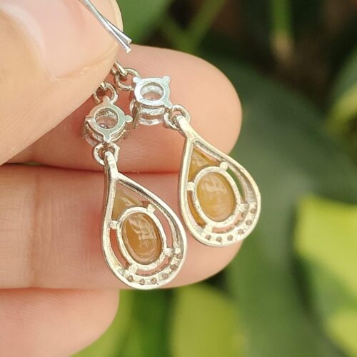 Natural Yellow Jadeite crafted as Hook Earrings S925 Silver – Earth & Fire Energy image 7