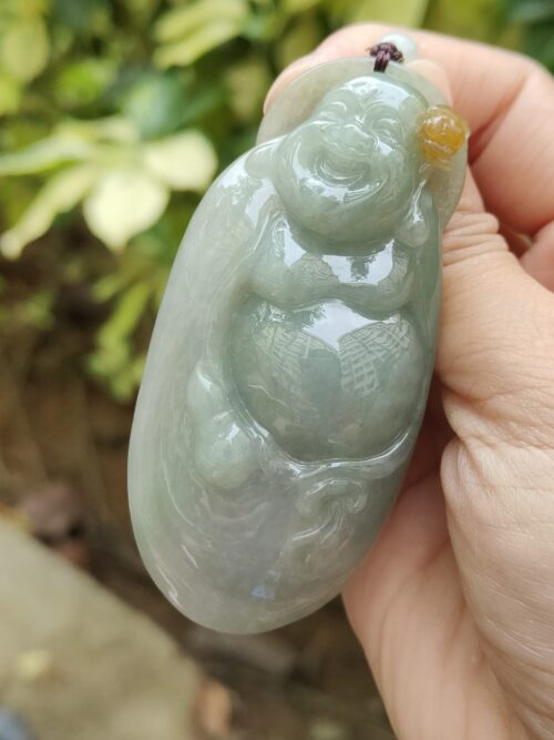 Laughing Buddha Jadeite Carving Pendant - Singapore Simei HDB Meragi Park YPQ Garden view Certified Passed 10