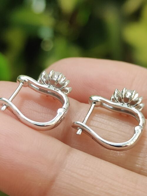 18k White Gold & Glacial Jadeite Cabochon Earrings Image 7