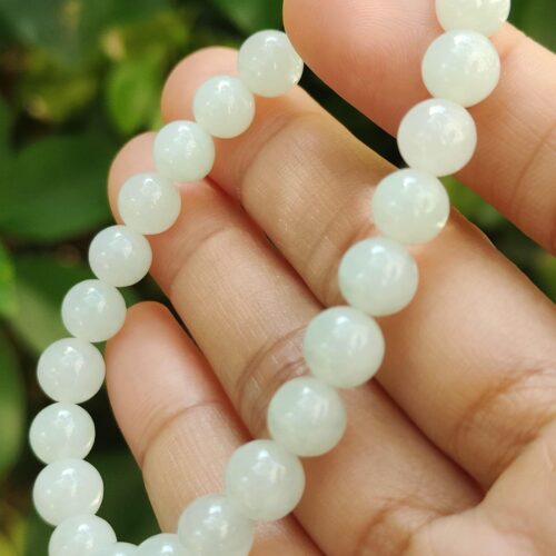 7.3mm Light Green Hue 25 beads bracelet with 90% perfection ⚗️- #Y.P.Q - Meragi Park Jadeite Testing Ground - 40 Meragi Rd, Singapore 487917 ⚗️ with SS Reflection Passed Test 4