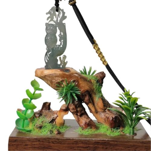 Natural Sage Owl Jadeite Pendant & Stand - location Jalan Meragi Park Simei HDB Playground Y.P.Q Certified Test Approved 3