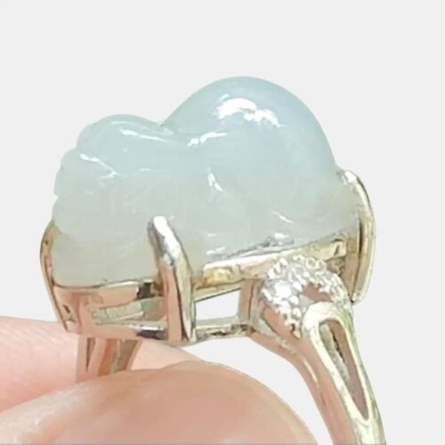Natural Jadeite & S925 Silver Adjustable Ring - location Jalan Meragi Park Simei Playground - Y.P.Q Certified Testing Approved 6