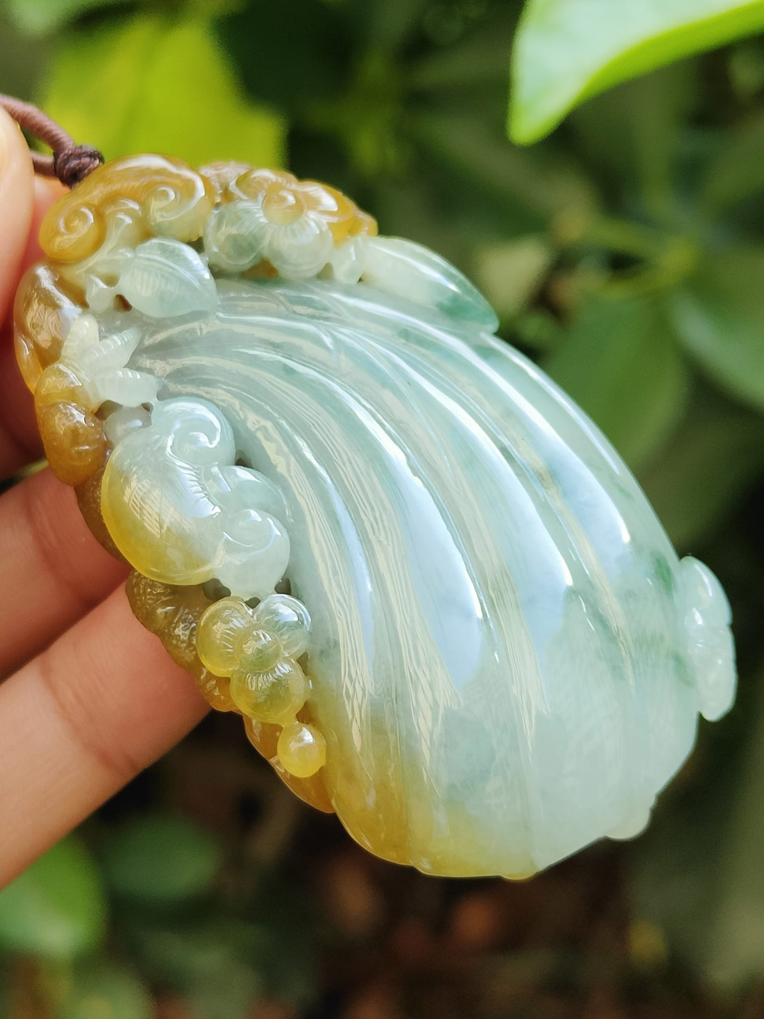 Super Rare Lotus & Toad Jadeite Pendant