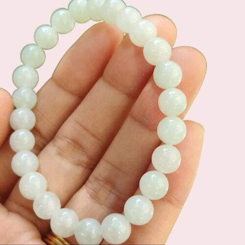 7.3mm Light Green Hue 25 beads bracelet with 90% perfection ⚗️- #Y.P.Q - Meragi Park Jadeite Testing Ground - 40 Meragi Rd, Singapore 487917 ⚗️ with SS Reflection Passed Test 9