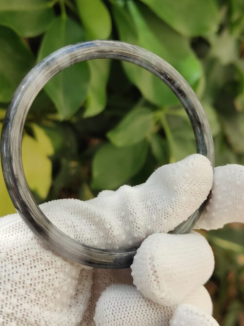 59mm Black Jadeite Bangle - image 8