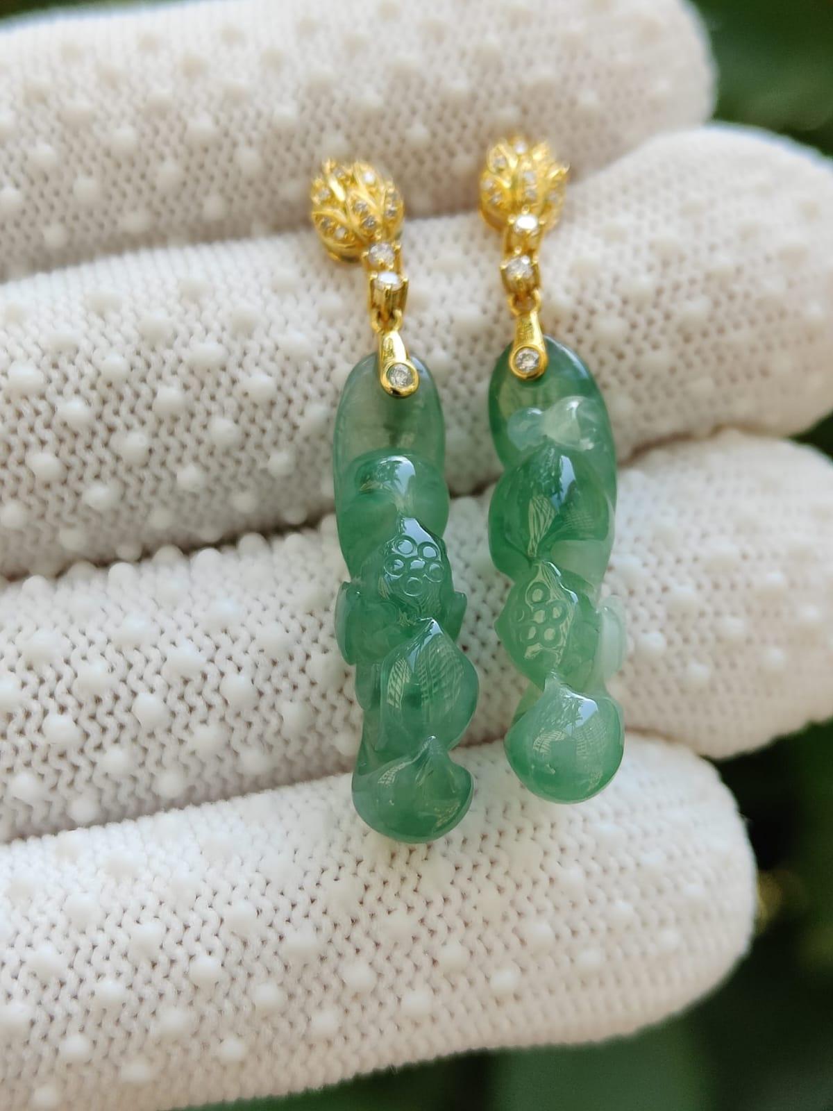 Icy Translucent Lotus Jadeite Stud Earrings