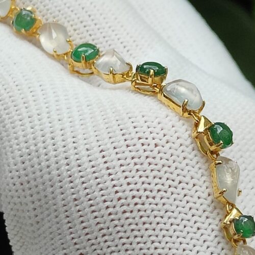 Dancing Elements Bracelet - Natural Type A Jadeite & 18K Gold Artistry (Sku: 18kp112) Yi Pin Qian Jadeites Jade Jewelry ~Your Precious Quintessential ~ Singapore