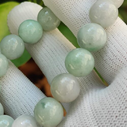 Natural Lavender-Green Jadeite Bracelet - location: Jalan Meragi Park Simei Playground - Y.P.Q Testing certified approved 12