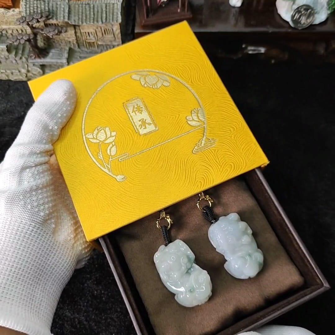 Vintage Matched Jade Pixiu Duo