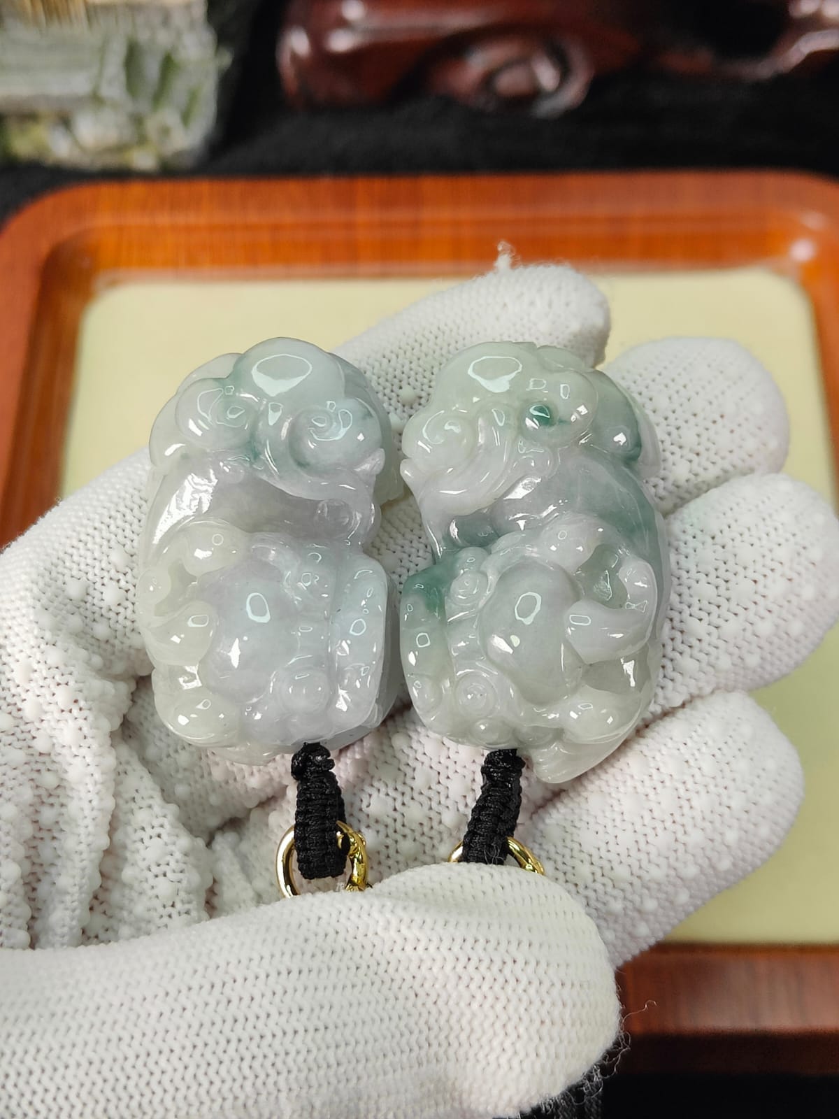Vintage Matched Jade Pixiu Duo