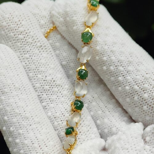 Dancing Elements Bracelet - Natural Type A Jadeite & 18K Gold Artistry (Sku: 18kp112) Yi Pin Qian Jadeites Jade Jewelry ~Your Precious Quintessential ~ Singapore