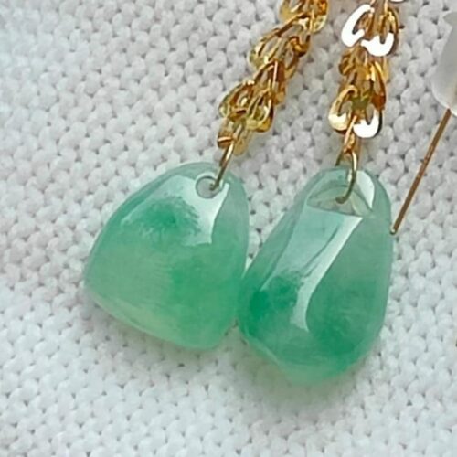 Wood Element Jade & Gold Earrings - location: Jalan Meragi Park Simei Playground - Y.P.Q certified quality testing - approved 9