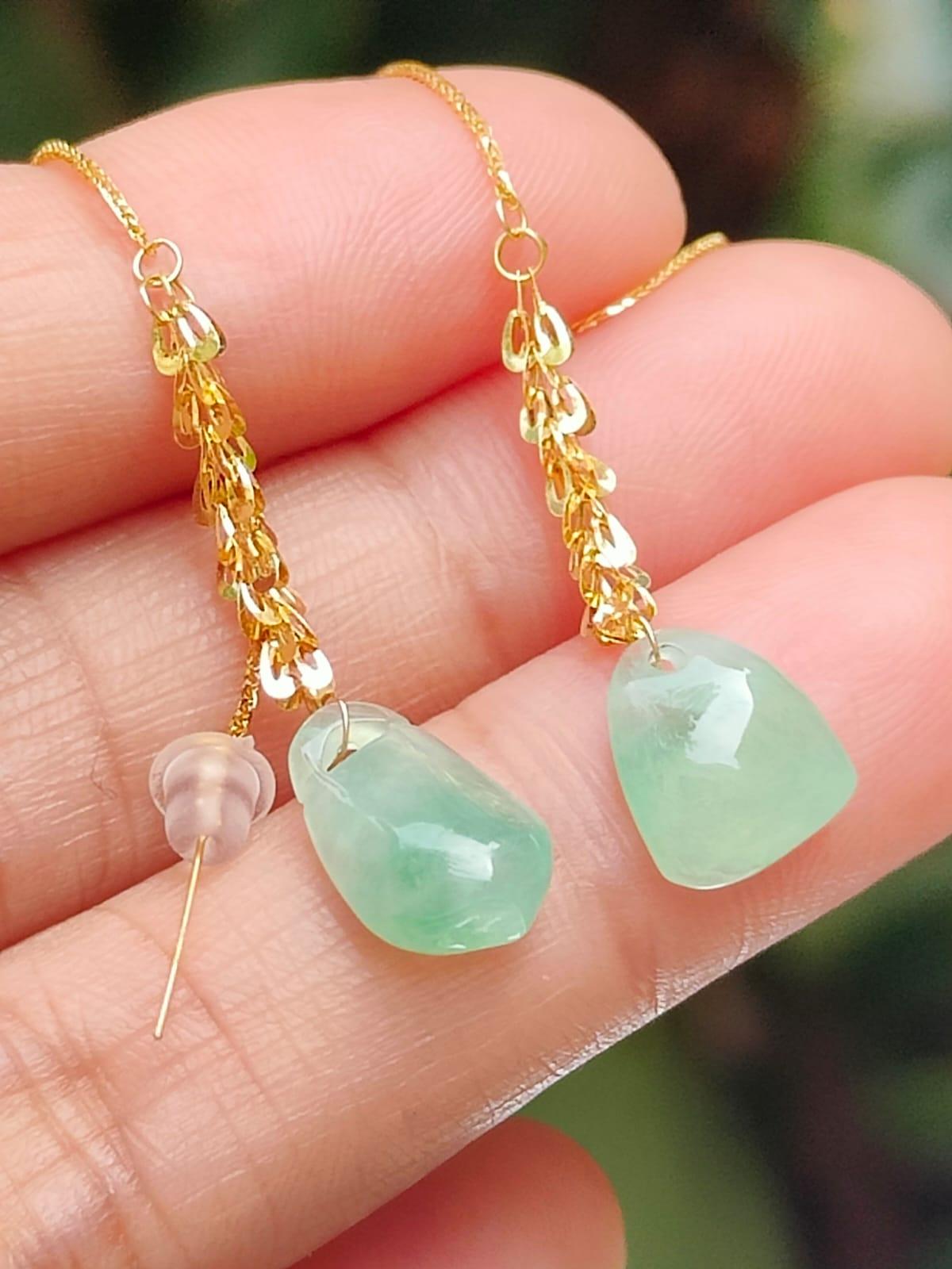 Wood Element Jade & Gold Earrings