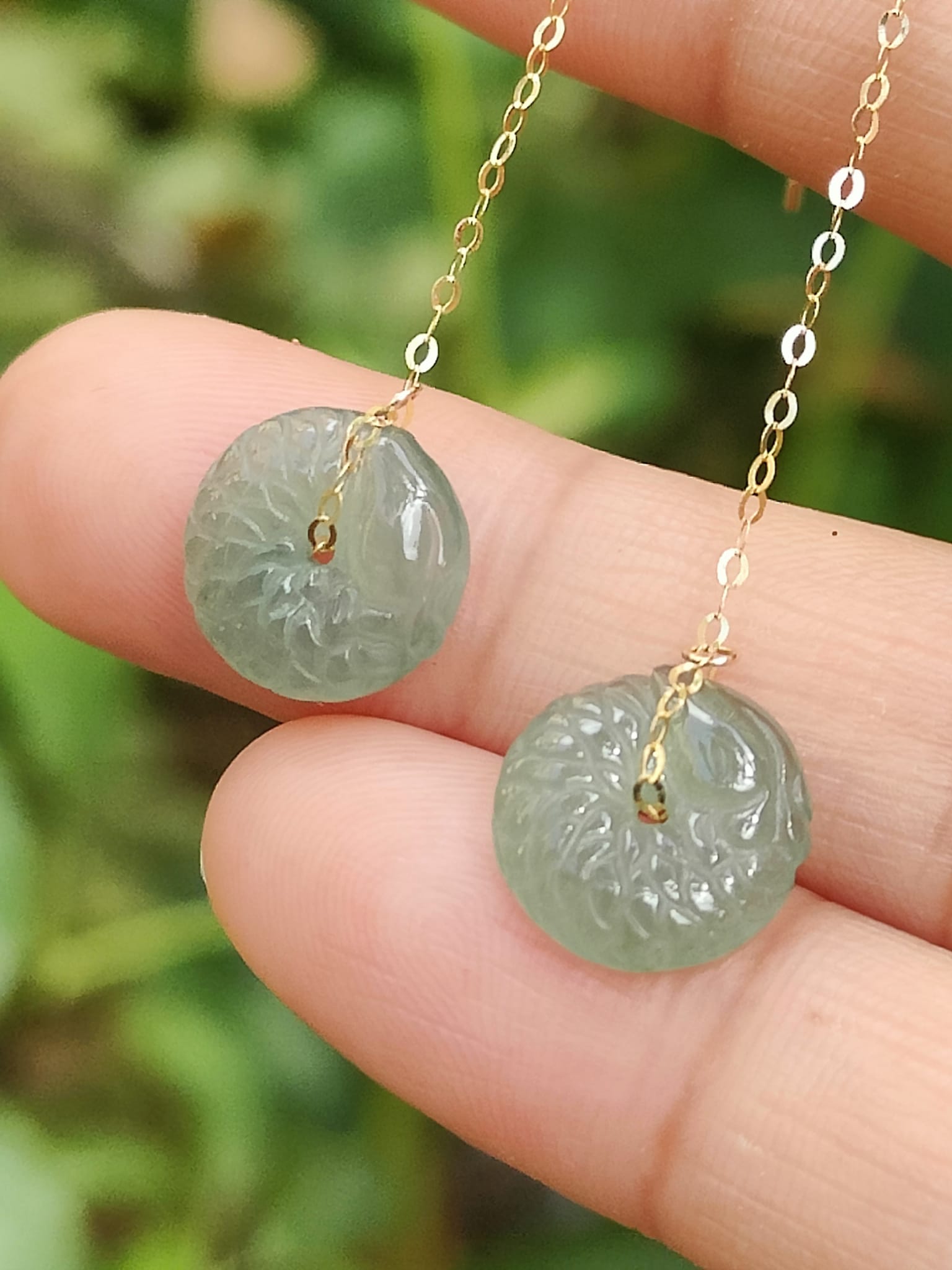 Gold & Jade Equilibrium Earrings - Location: Jalan Meragi Park Simei Estate - Y.P.Q Testing certified approved 5