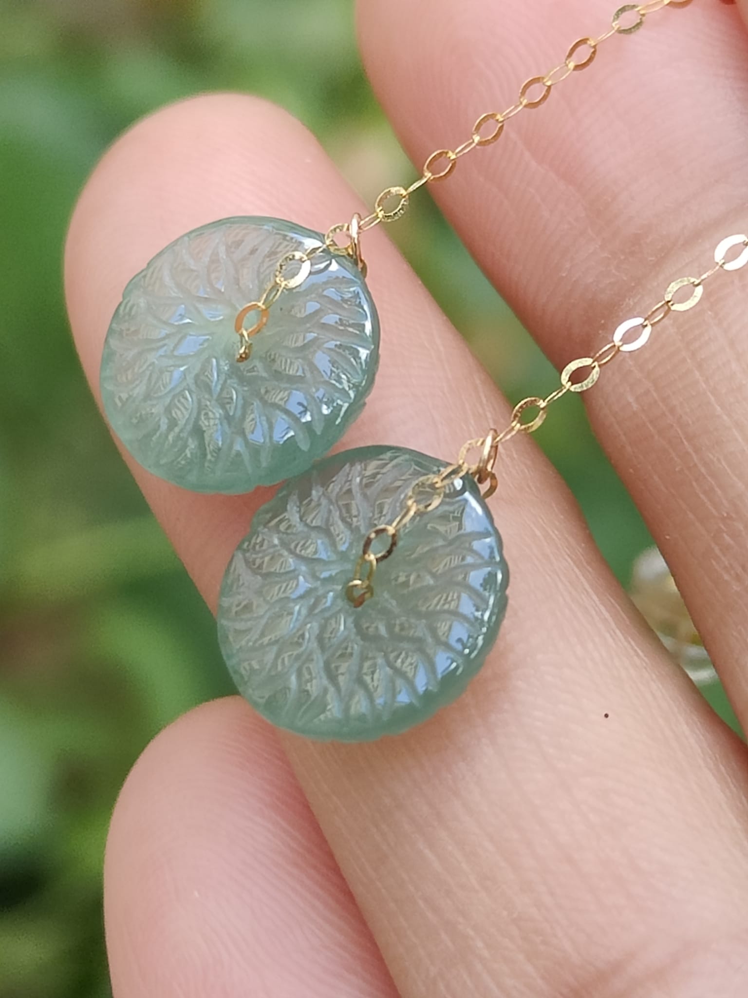 Gold & Jade Equilibrium Earrings - Location: Jalan Meragi Park Simei Estate - Y.P.Q Testing certified approved 3