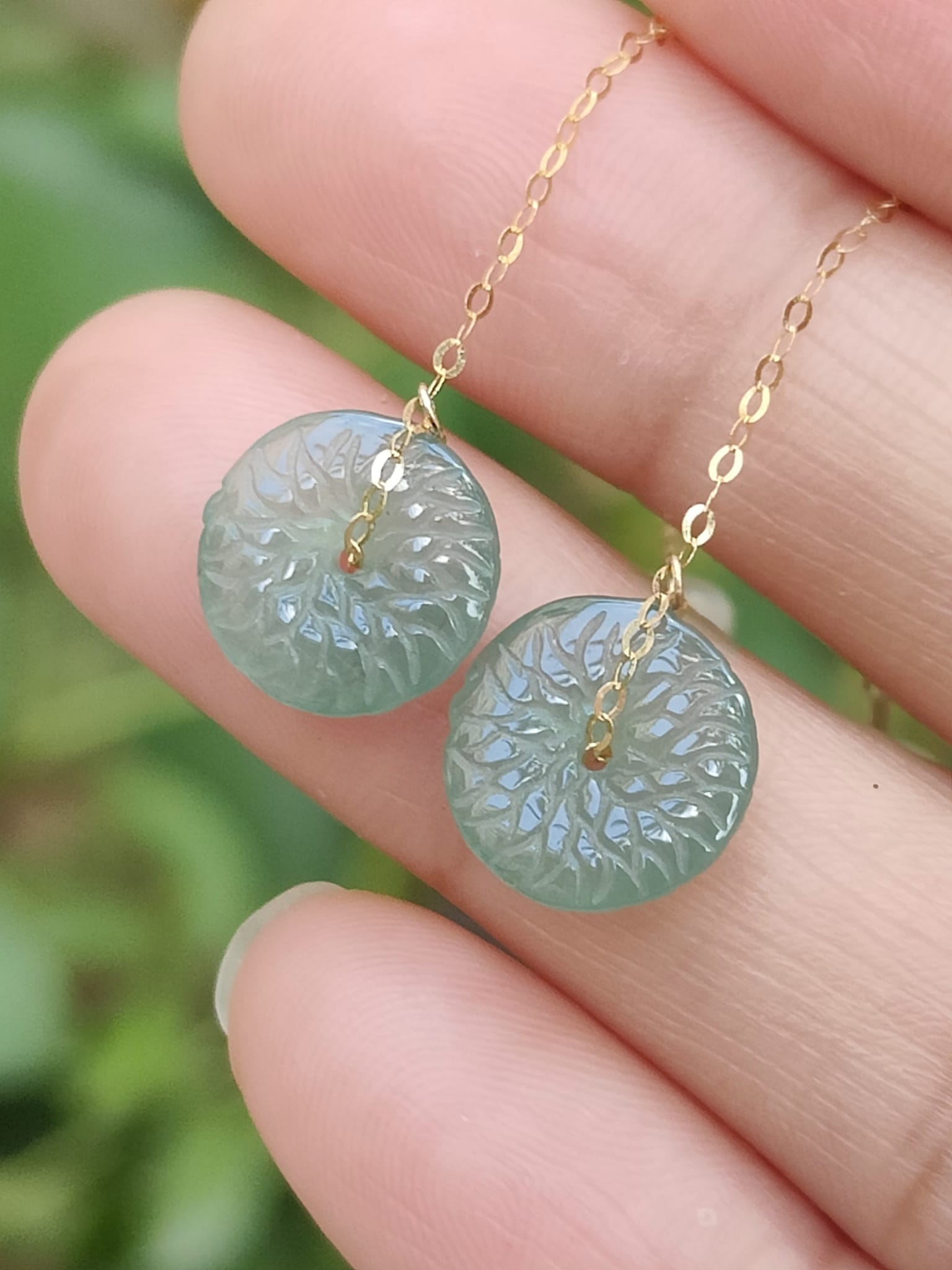 Gold & Jade Equilibrium Earrings - Location: Jalan Meragi Park Simei Estate - Y.P.Q Testing certified approved 4