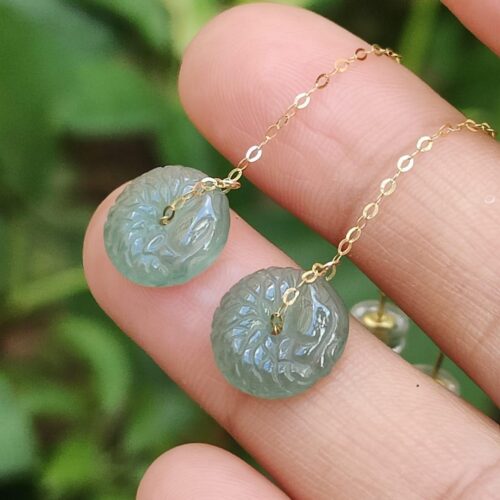 Dragon Whisperer Earrings - Your Earlobe Guardians (Sku: 18k16) Yi Pin Qian Jadeites Jade Jewelry ~Your Precious Quintessential ~ Singapore