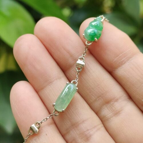 Jadeite Jade Silver Bracelet - Location: Jalan Meragi Road Singapore - Y.P.Q certified quality testing - approved 6