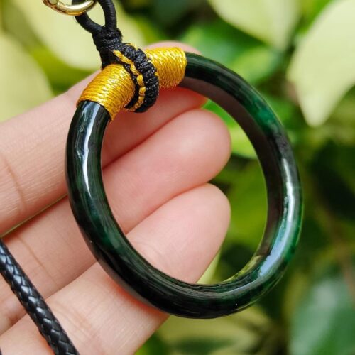 Rare Green Hoop Jadeite Jade Shop Pendant - Jalan Meragi Road Singapore Y.P.Q certified quality testing - approved 8