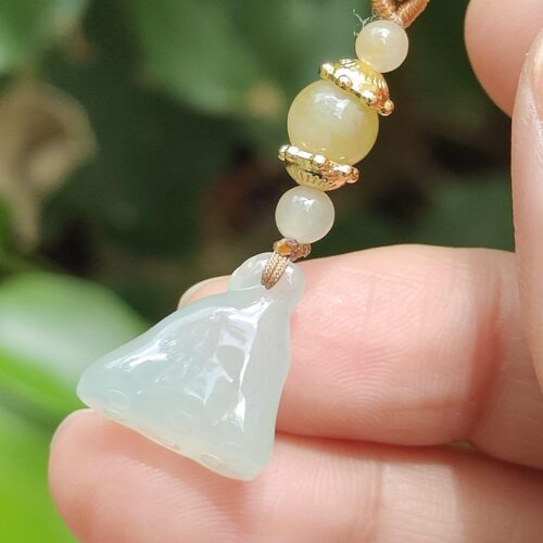 Jadeite Jade Lotus Pod Pendant - Location: Jalan Meragi Road Singapore - Y.P.Q certified testing - approved 3