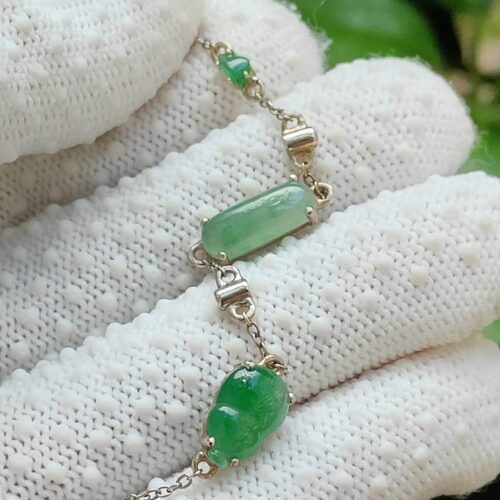 Jadeite Jade Silver Bracelet - Location: Jalan Meragi Road Singapore - Y.P.Q certified quality testing - approved 7