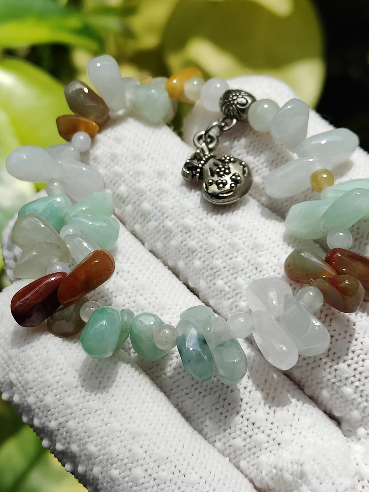 Natural Jadeite Multicolor Bead Bracelet