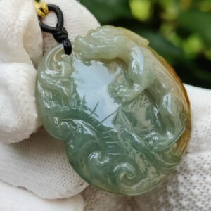 Natural Type A Jadeite Pixiu Pendant - Location: Jalan Meragi Road - Singapore Y.P.Q certified testing - approved 9