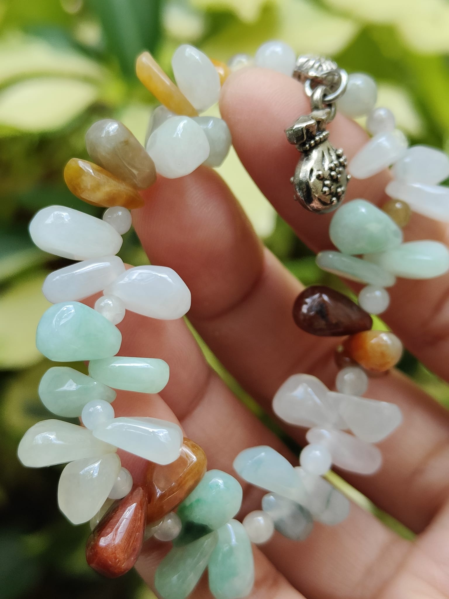 Natural Jadeite Multicolor Bead Bracelet