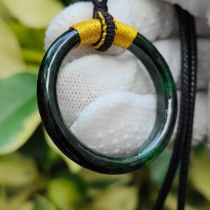 Rare Green Hoop Jadeite Jade Shop Pendant - Jalan Meragi Road Singapore Y.P.Q certified testing - approved 2