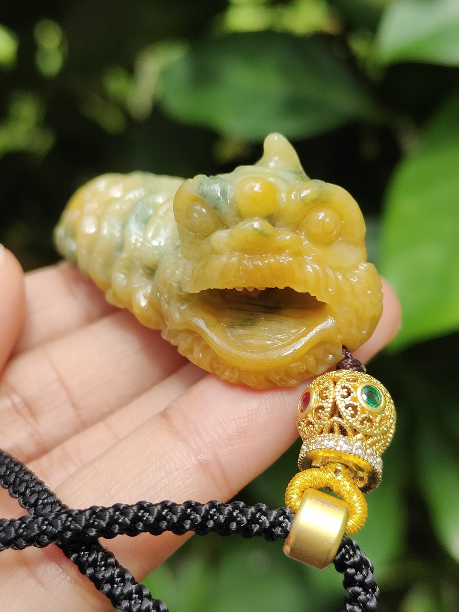 Type A Jadeite Awakening Lion Pendant