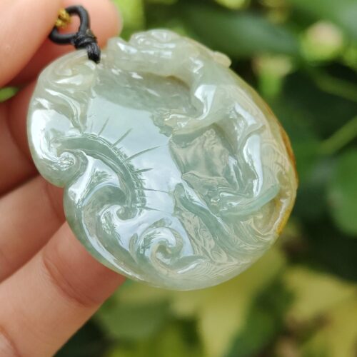 Natural Type A Jadeite Pixiu Pendant - Location: Jalan Meragi Road - Singapore Y.P.Q certified testing - approved 1