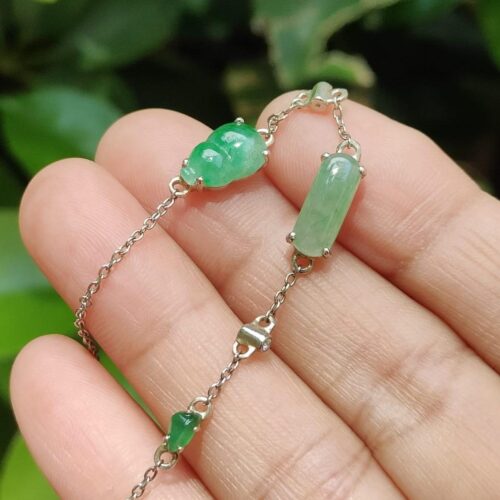 Jadeite Jade Silver Bracelet - Location: Jalan Meragi Road Singapore - Y.P.Q certified testing - approved 4
