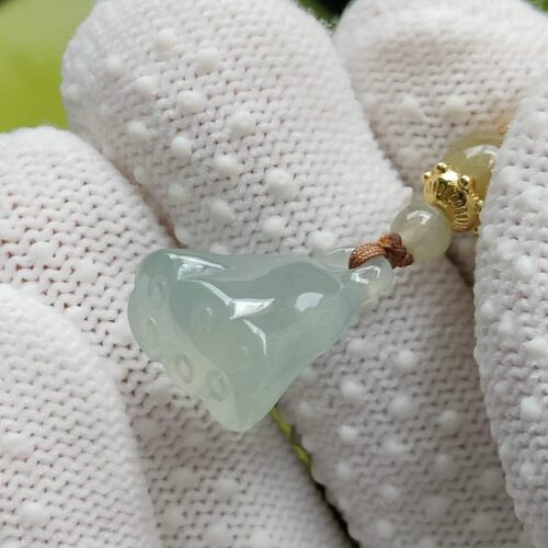Jadeite Jade Lotus Pod Pendant - Location: Jalan Meragi Road Singapore - Y.P.Q certified testing - approved 1