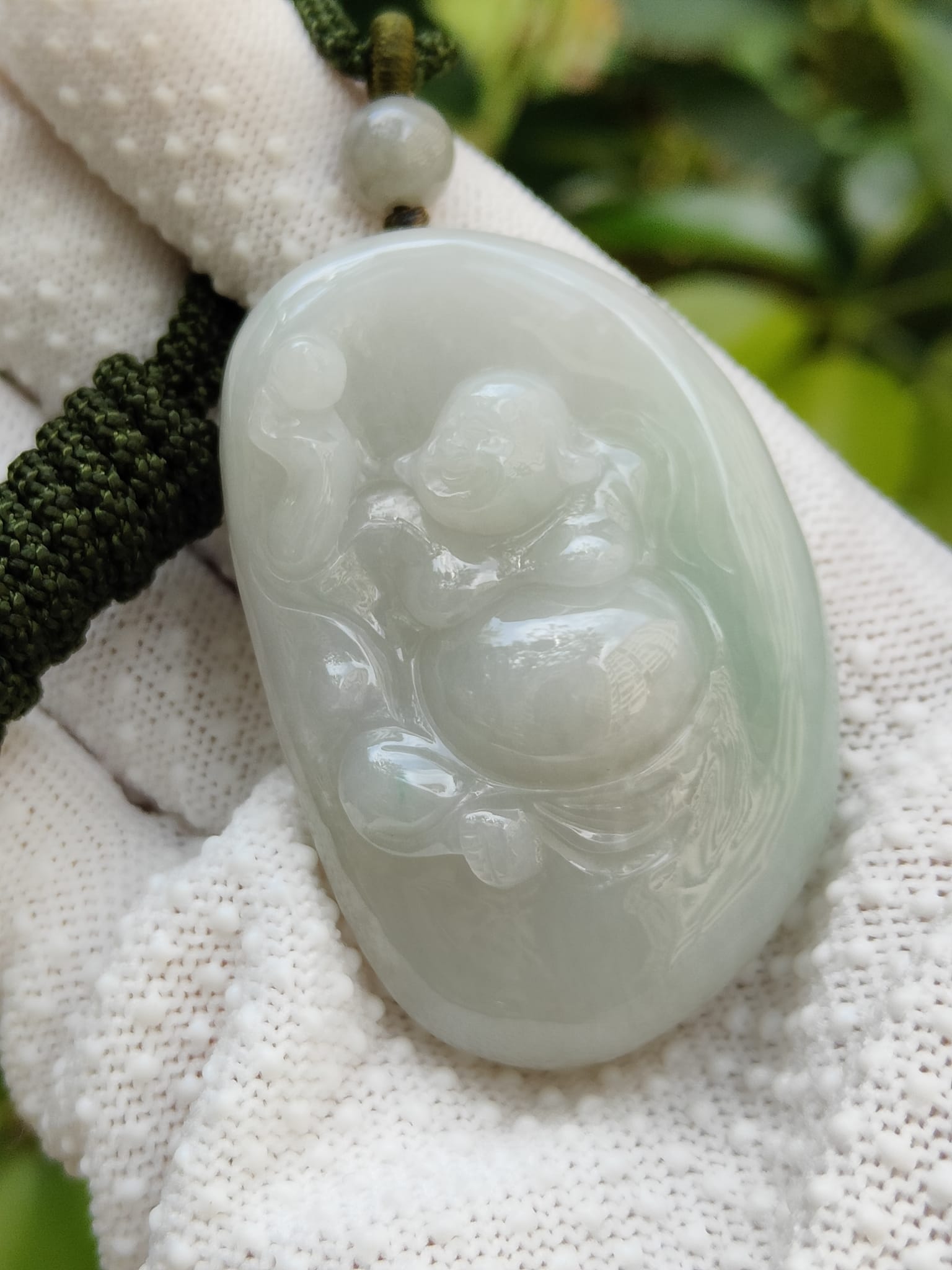 Jadeite Serenity Laughing Buddha