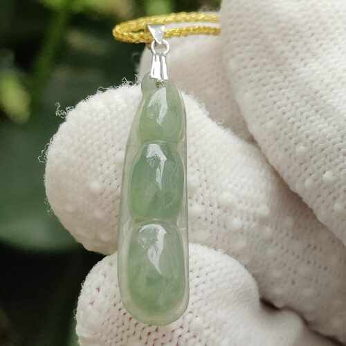 Jadeite Triple Prosperity Bean Pendant - Jalan Meragi Road Singapore Y.P.Q certified testing - approved 3