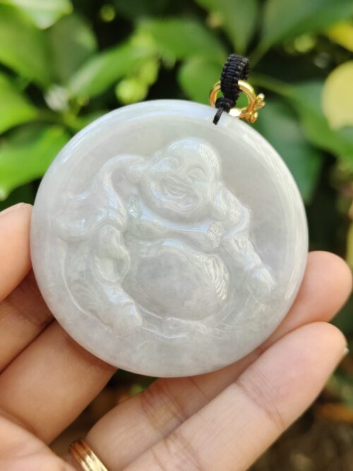 Natural Jadeite Jade Laughing Buddha Pendant - Jalan Meragi Road Singapore Y.P.Q certifed testing - approved 4