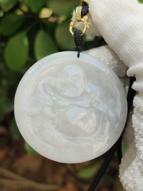 Natural Jadeite Jade Laughing Buddha Pendant - Jalan Meragi Road Singapore Y.P.Q certified quality testing - approved 8