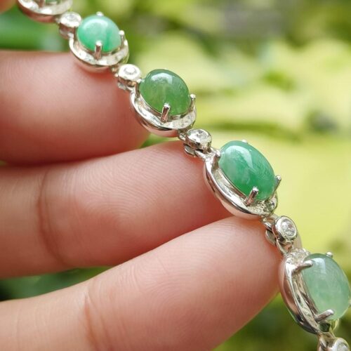 Verdant Harmony Jadeite Cabochon Bracelet - Jalan Meragi Road SG Y.P.Q Certified quality testing - approved 6