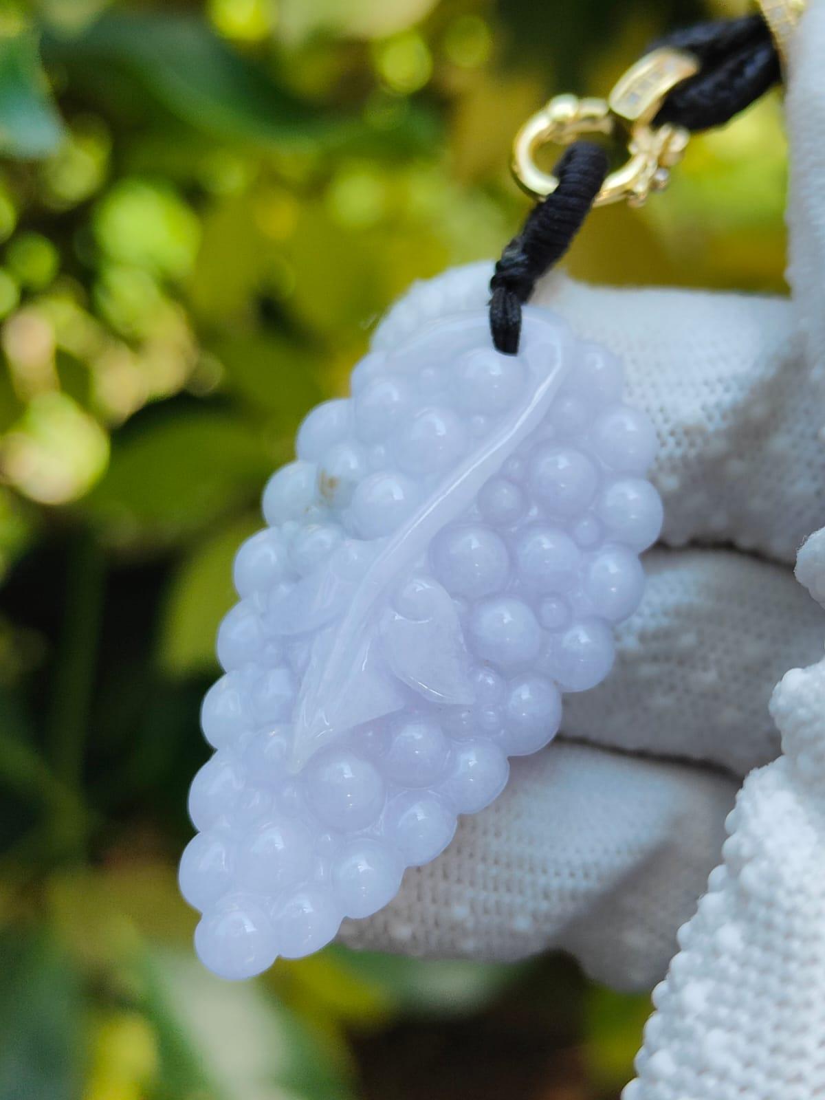 Lavender Abundance Jadeite Grape Pendant