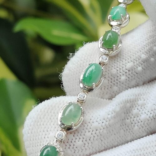 Verdant Harmony Jadeite Cabochon Bracelet - Jalan Meragi Road SG Y.P.Q Certified quality testing - approved 8