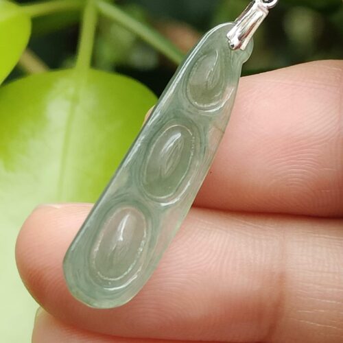 Jadeite Triple Prosperity Bean Pendant - Jalan Meragi Road Singapore Y.P.Q certified testing - approved 5