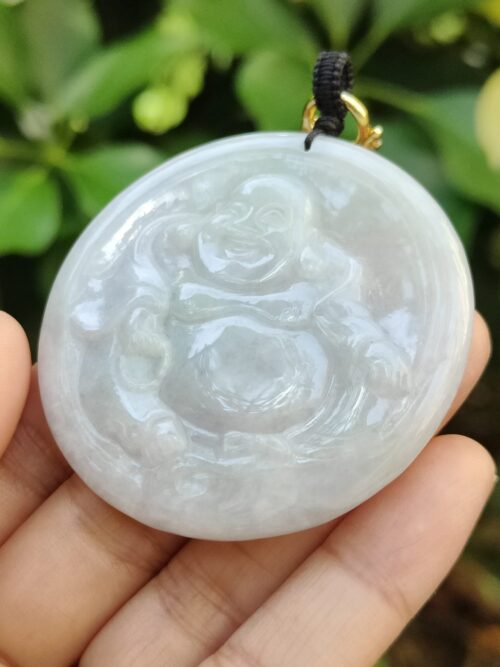 Natural Jadeite Jade Laughing Buddha Pendant - Jalan Meragi Road Singapore Y.P.Q certifed testing - approved 3