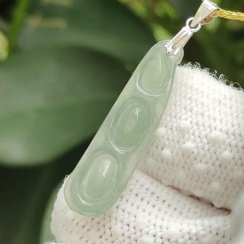 Jadeite Triple Prosperity Bean Pendant - Jalan Meragi Road Singapore Y.P.Q certified quality testing - approved 6