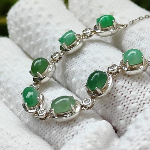 Verdant Harmony Jadeite Cabochon Bracelet - Jalan Meragi Road SG Y.P.Q Certified quality testing - approved 11