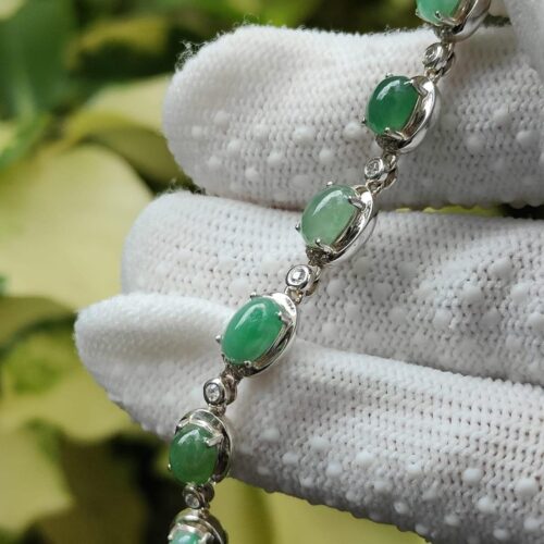 Verdant Harmony Jadeite Cabochon Bracelet - Jalan Meragi Road SG Y.P.Q Certified quality testing - approved 9
