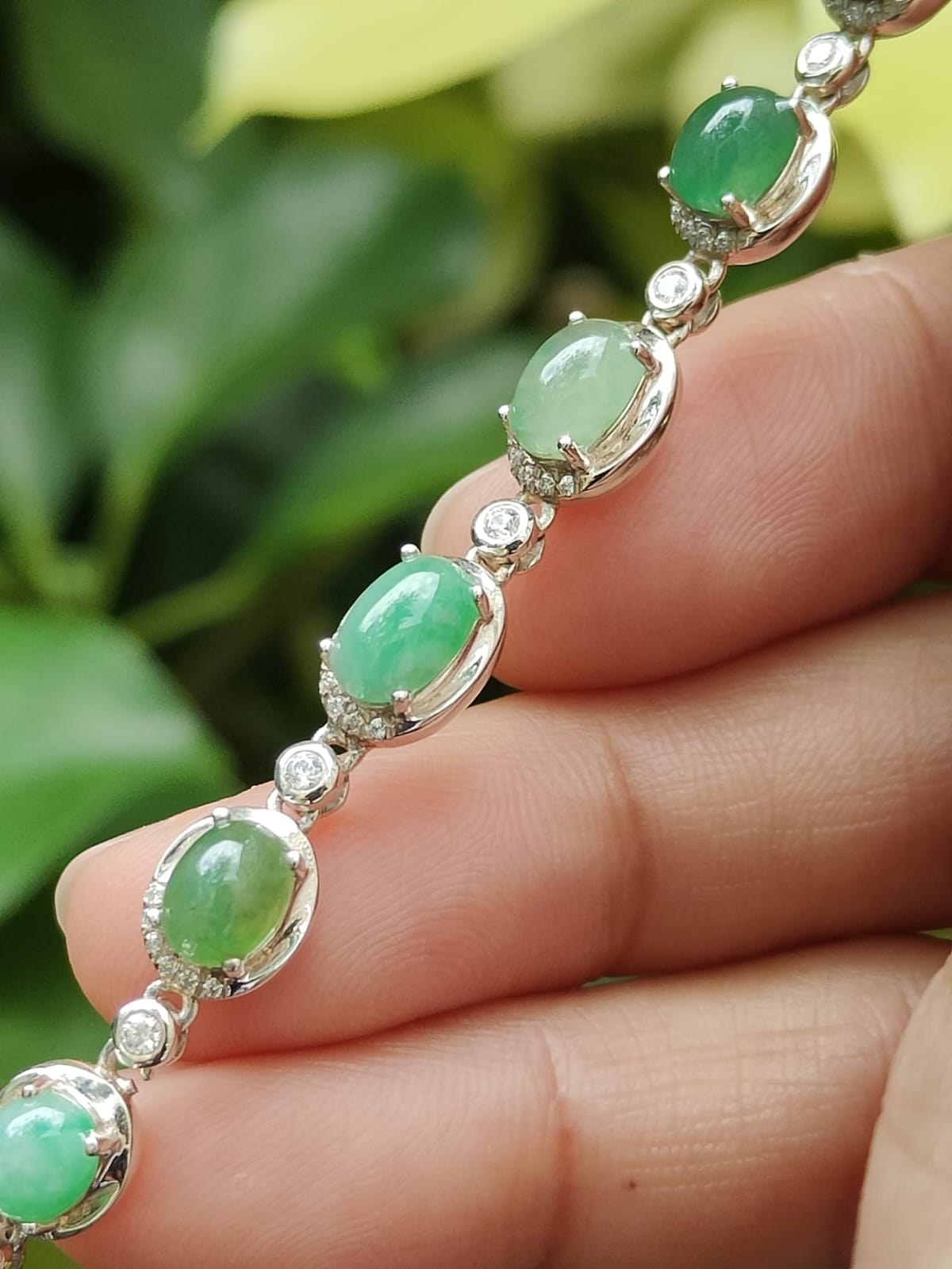 Verdant Harmony Jadeite Cabochon Bracelet
